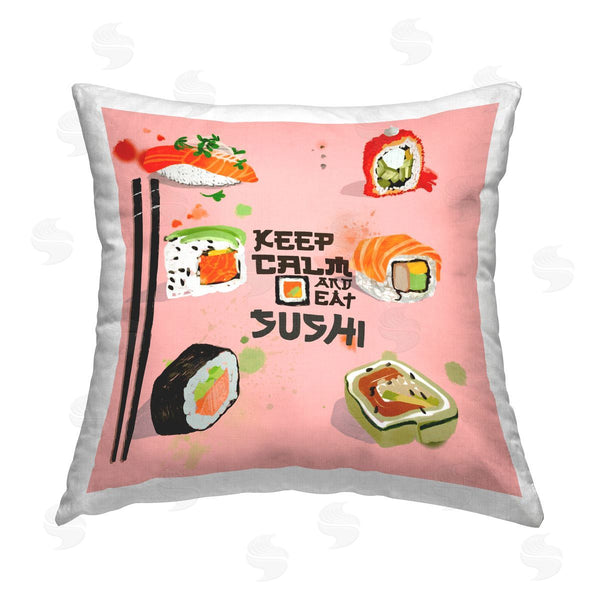 stupell industries Juliet Rose Philips | Keep Calm Eat Sushi Printed Throw Pillow