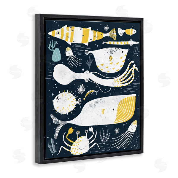 Stupell Industries JunCo. Studio | Aquatic Life Ocean Collage Crab Whale Octopus Wall Art