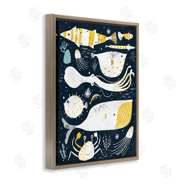 Stupell Industries JunCo. Studio | Aquatic Life Ocean Collage Crab Whale Octopus Wall Art