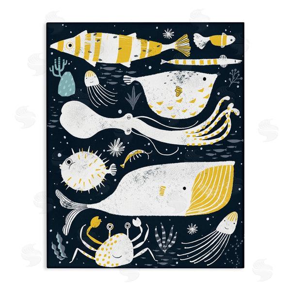 stupell industries JunCo. Studio | Aquatic Life Ocean Collage Crab Whale Octopus Wall Art