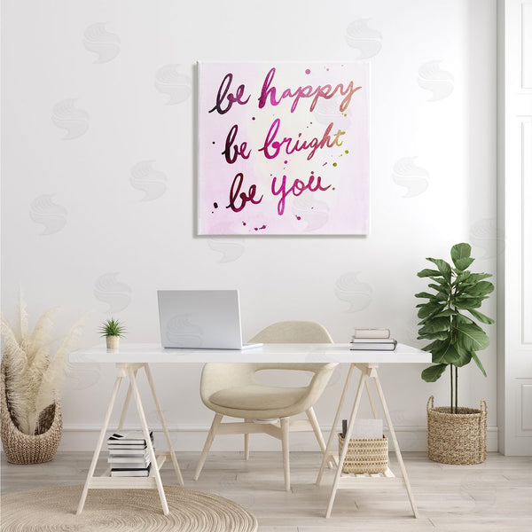 Stupell Industries JunCo. Studio | Be Happy Bright Phrase Glam Positivity Sentiment Wall Art