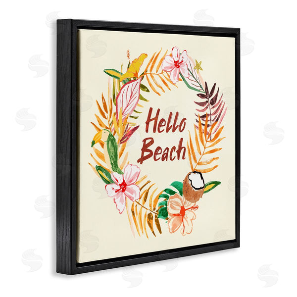 Stupell Industries JunCo. Studio | Hello Beach Greeting Warm Tropical Palm Wreath Wall Art