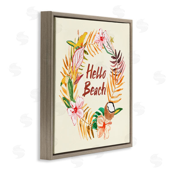 Stupell Industries JunCo. Studio | Hello Beach Greeting Warm Tropical Palm Wreath Wall Art