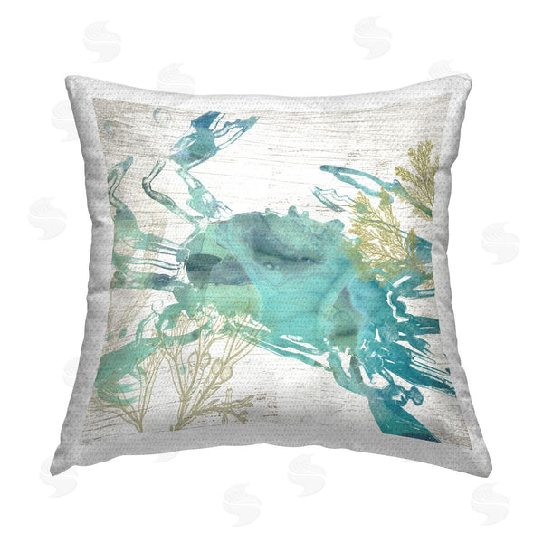 Stupell Industries June Erica Vess | Abstract Blue Crab Printed Throw Pillow