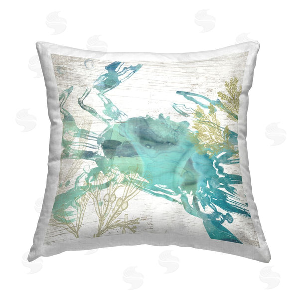 stupell industries June Erica Vess | Abstract Blue Crab Printed Throw Pillow