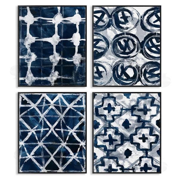 Stupell Industries June Erica Vess | Abstract Geometric Patterns Blue White Wall Art