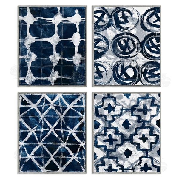 Stupell Industries June Erica Vess | Abstract Geometric Patterns Blue White Wall Art