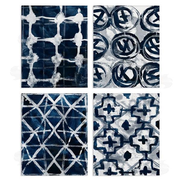 stupell industries June Erica Vess | Abstract Geometric Patterns Blue White Wall Art