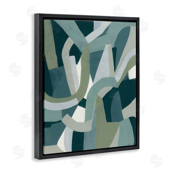 Stupell Industries June Erica Vess | Abstract Jigsaw Shapes Layered Green Limestone
