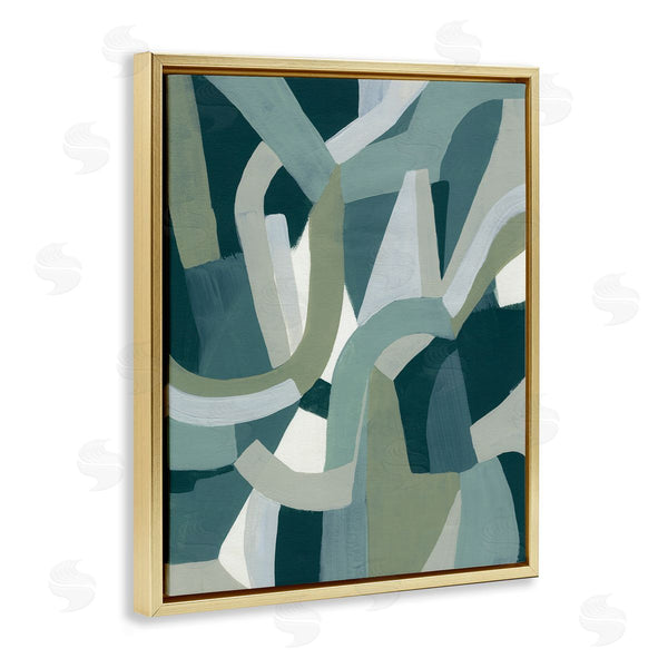 Stupell Industries June Erica Vess | Abstract Jigsaw Shapes Layered Green Limestone