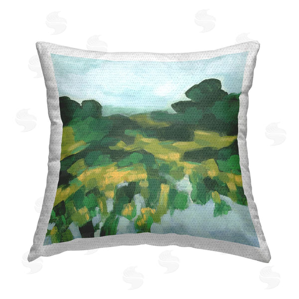 Stupell Industries June Erica Vess | Abstract Lush Green Landscape Printed Throw Pillow