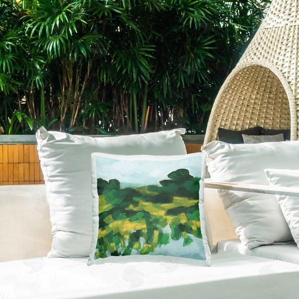 Stupell Industries June Erica Vess | Abstract Lush Green Landscape Printed Throw Pillow