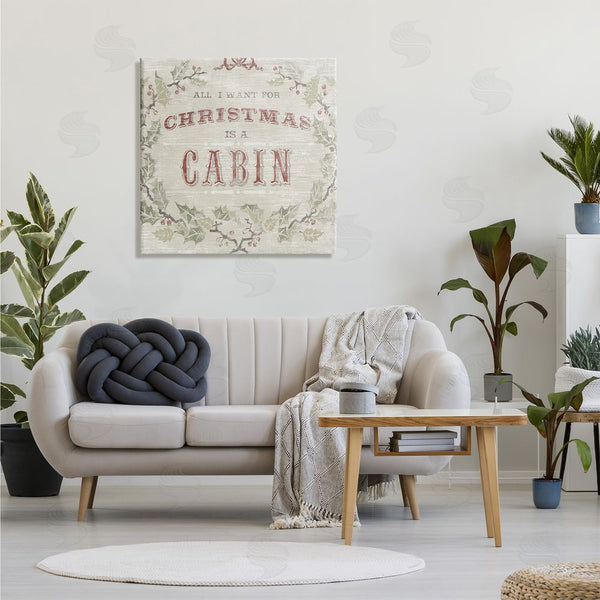 Stupell Industries June Erica Vess | All I Want Christmas Cabin Rustic Lodge Holly Wall Art