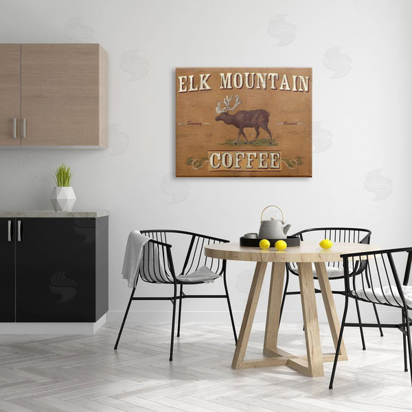 Stupell Industries June Erica Vess | Antique Elk Mountain Coffee Kitchen Sign Rustic Animal Wall Art