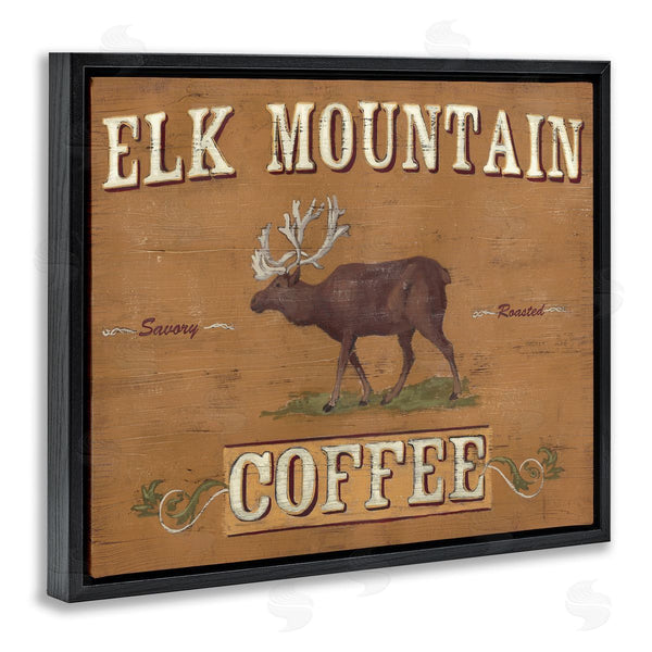 Stupell Industries June Erica Vess | Antique Elk Mountain Coffee Kitchen Sign Rustic Animal Wall Art