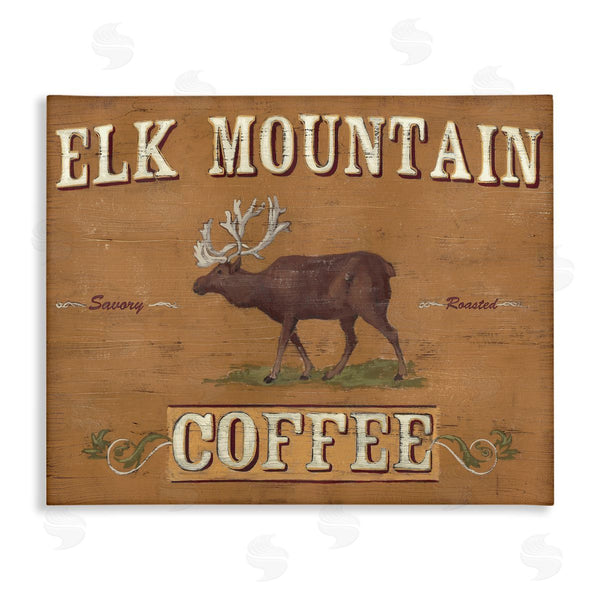 stupell industries June Erica Vess | Antique Elk Mountain Coffee Kitchen Sign Rustic Animal Wall Art