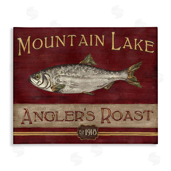 stupell industries June Erica Vess | Antique Mountain Lake Fisherman Sign Angler's Roast Wall Art