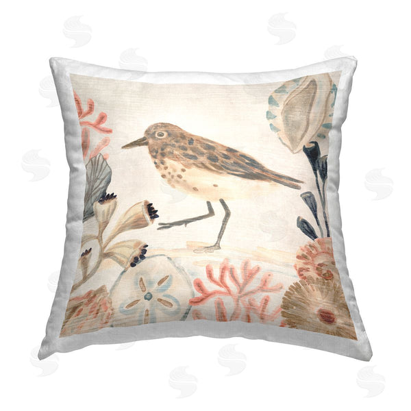 stupell industries June Erica Vess | Beach Bird & Seashells Printed Throw Pillow