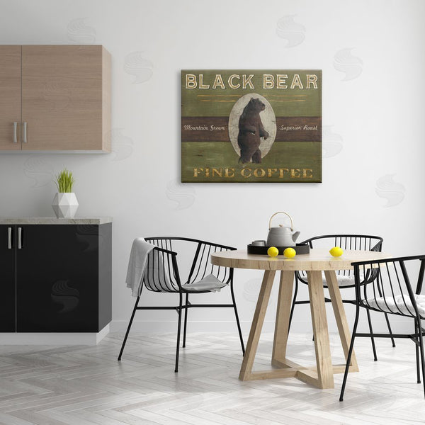 Stupell Industries June Erica Vess | Black Bear Fine Coffee Rustic Kitchen Mountain Animal Wall Art