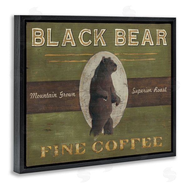 Stupell Industries June Erica Vess | Black Bear Fine Coffee Rustic Kitchen Mountain Animal Wall Art