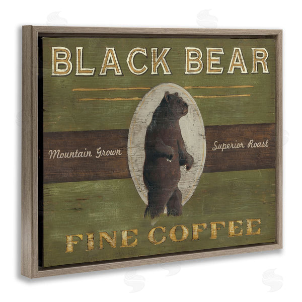 Stupell Industries June Erica Vess | Black Bear Fine Coffee Rustic Kitchen Mountain Animal Wall Art