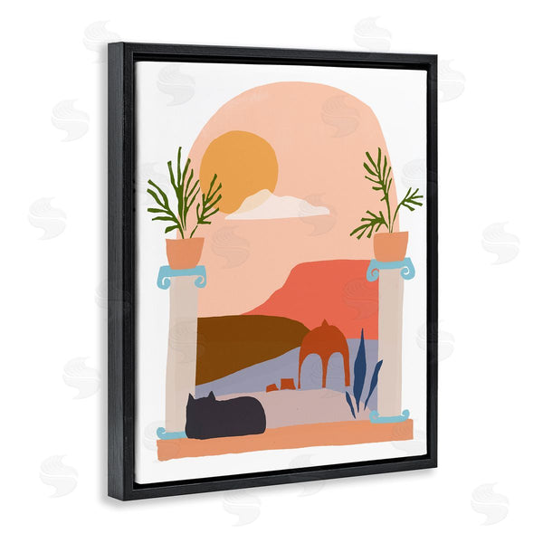 Stupell Industries June Erica Vess | Black Cat Watching Peaceful Sunny Hills Scenery Wall Art