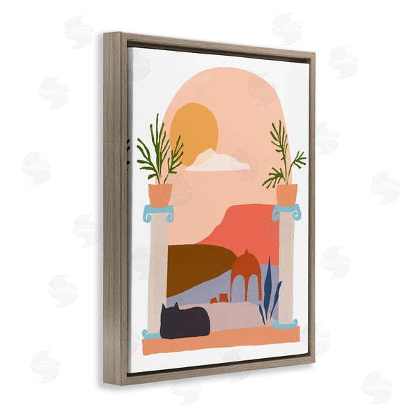 Stupell Industries June Erica Vess | Black Cat Watching Peaceful Sunny Hills Scenery Wall Art