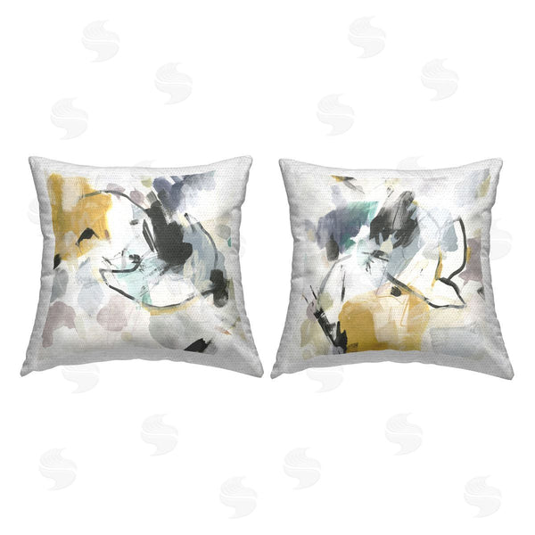 Stupell Industries June Erica Vess | Black & Yellow Abstract Splash Printed Throw Pillow Set