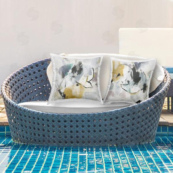 Stupell Industries June Erica Vess | Black & Yellow Abstract Splash Printed Throw Pillow Set