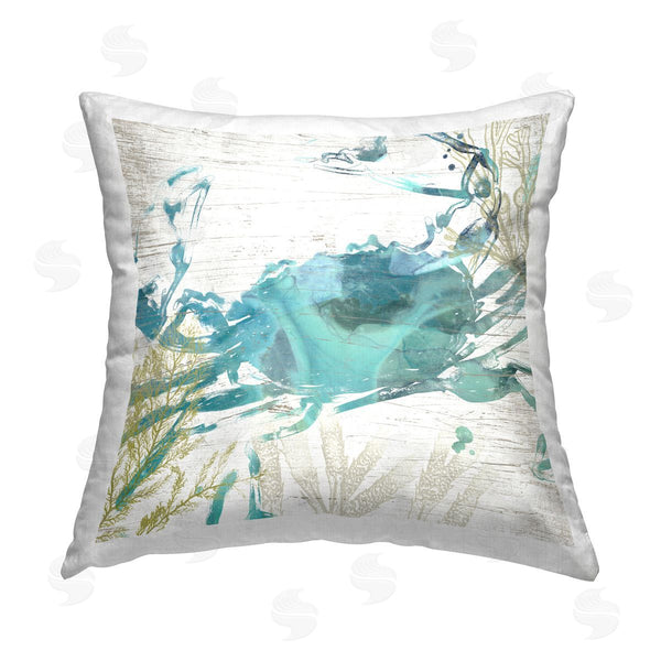 stupell industries June Erica Vess | Blue Crab & Coral Printed Throw Pillow