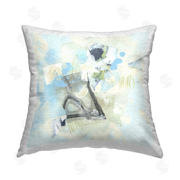 Stupell Industries June Erica Vess | Blue & Grey Abstract Printed Throw Pillow