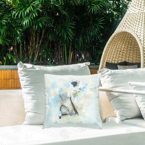 Stupell Industries June Erica Vess | Blue & Grey Abstract Printed Throw Pillow