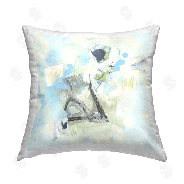 stupell industries June Erica Vess | Blue & Grey Abstract Printed Throw Pillow