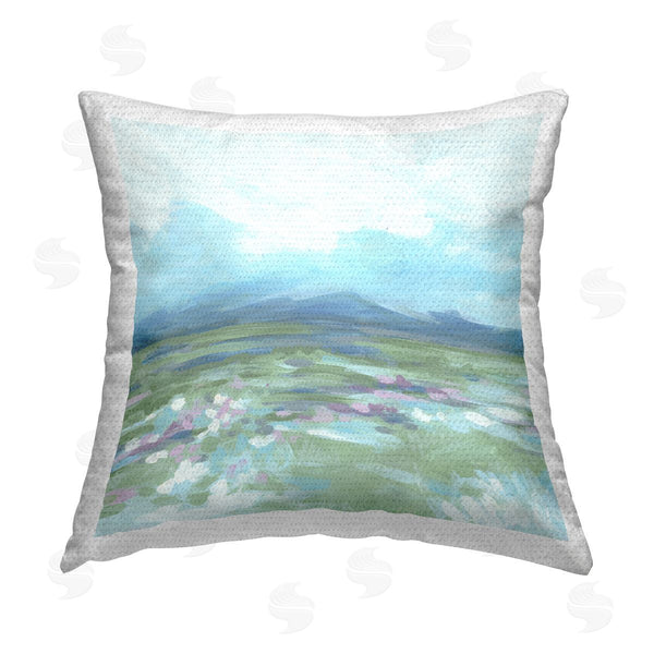 Stupell Industries June Erica Vess | Blue Hazy Mountains Printed Throw Pillow