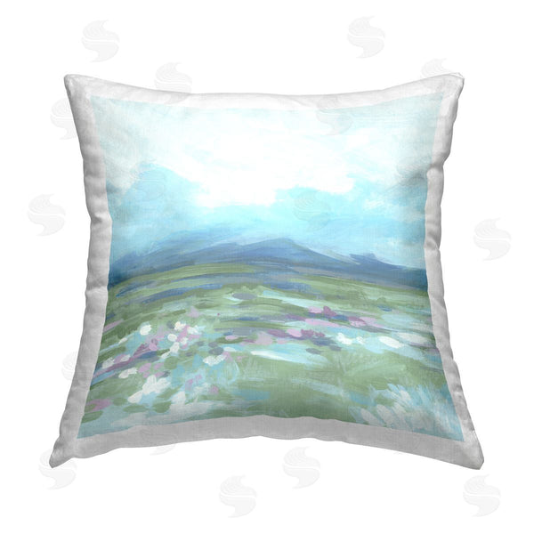 stupell industries June Erica Vess | Blue Hazy Mountains Printed Throw Pillow
