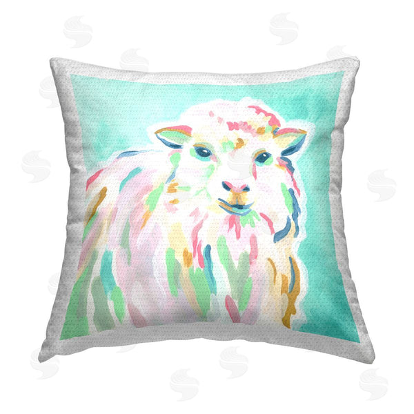 Stupell Industries June Erica Vess | Blue Modern Sheep Printed Throw Pillow