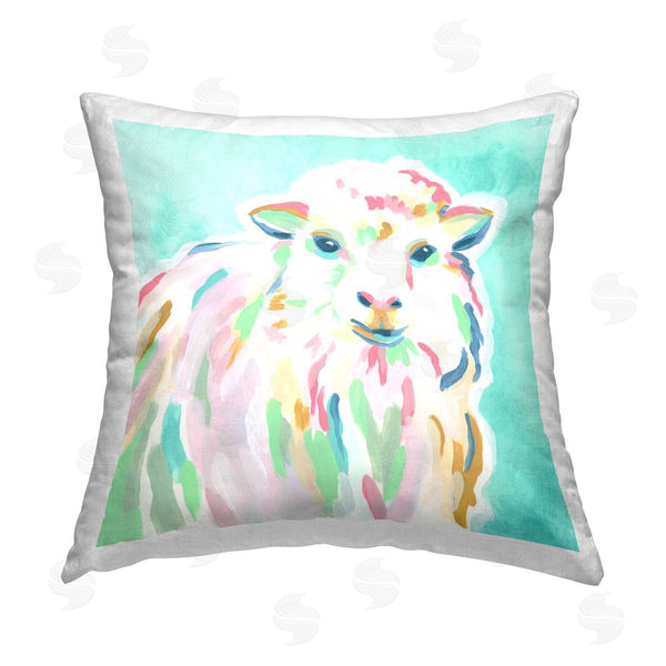 stupell industries June Erica Vess | Blue Modern Sheep Printed Throw Pillow