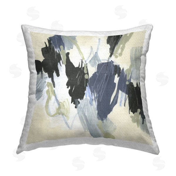 Stupell Industries June Erica Vess | Blue & Neutral Abstraction Printed Throw Pillow