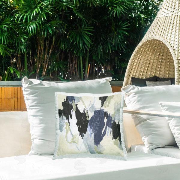 Stupell Industries June Erica Vess | Blue & Neutral Abstraction Printed Throw Pillow