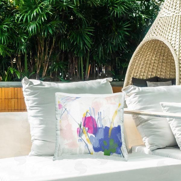 Stupell Industries June Erica Vess | Blue & Pink Abstract Scribble Printed Throw Pillow