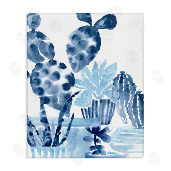 stupell industries June Erica Vess | Bold Blue Planted Cacti Indoor Plant Watercolor Painting Wall Art