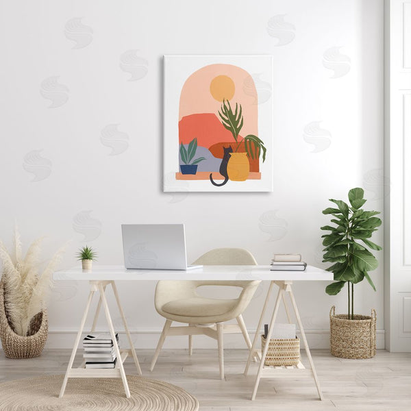 Stupell Industries June Erica Vess | Cat Watching Desert Dunes Modern Window View Wall Art