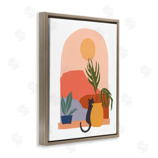 Stupell Industries June Erica Vess | Cat Watching Desert Dunes Modern Window View Wall Art