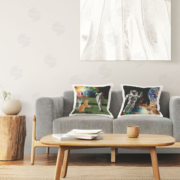 Stupell Industries June Erica Vess | Cats & Astronauts In Space Printed Throw Pillow Set