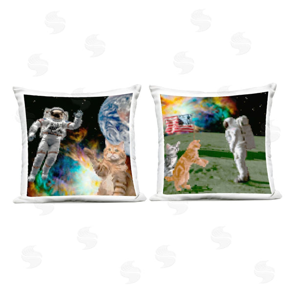 Stupell Industries June Erica Vess | Cats & Astronauts In Space Printed Throw Pillow Set