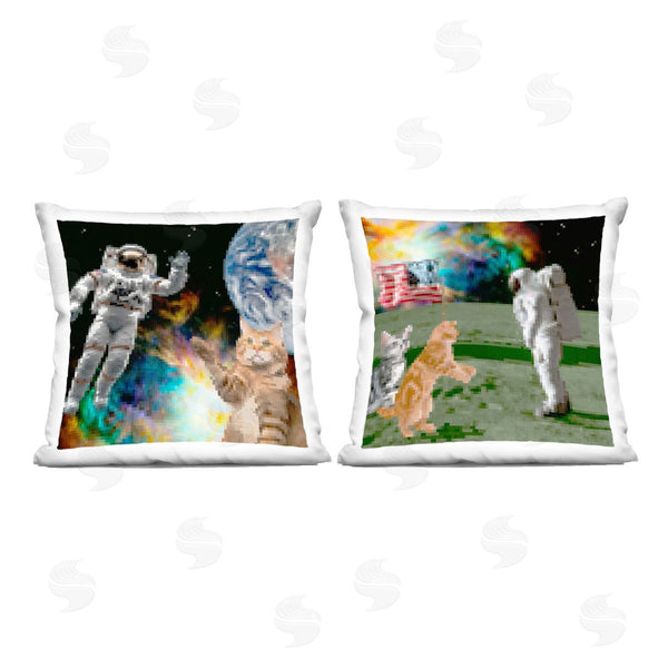 stupell industries June Erica Vess | Cats & Astronauts in Space Printed Throw Pillow Set