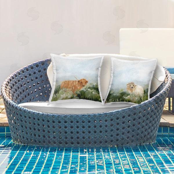 Stupell Industries June Erica Vess | Cattle & Ram Roaming Printed Throw Pillow Set