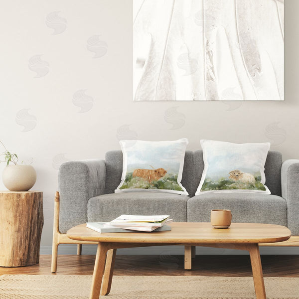 stupell industries June Erica Vess | Cattle & Ram Roaming Printed Throw Pillow Set