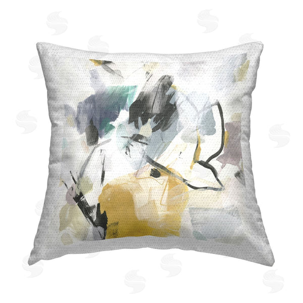 Stupell Industries June Erica Vess | Chaotic Abstract Yellow Accent Printed Throw Pillow