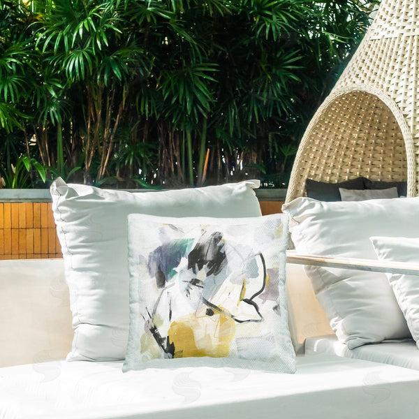 Stupell Industries June Erica Vess | Chaotic Abstract Yellow Accent Printed Throw Pillow